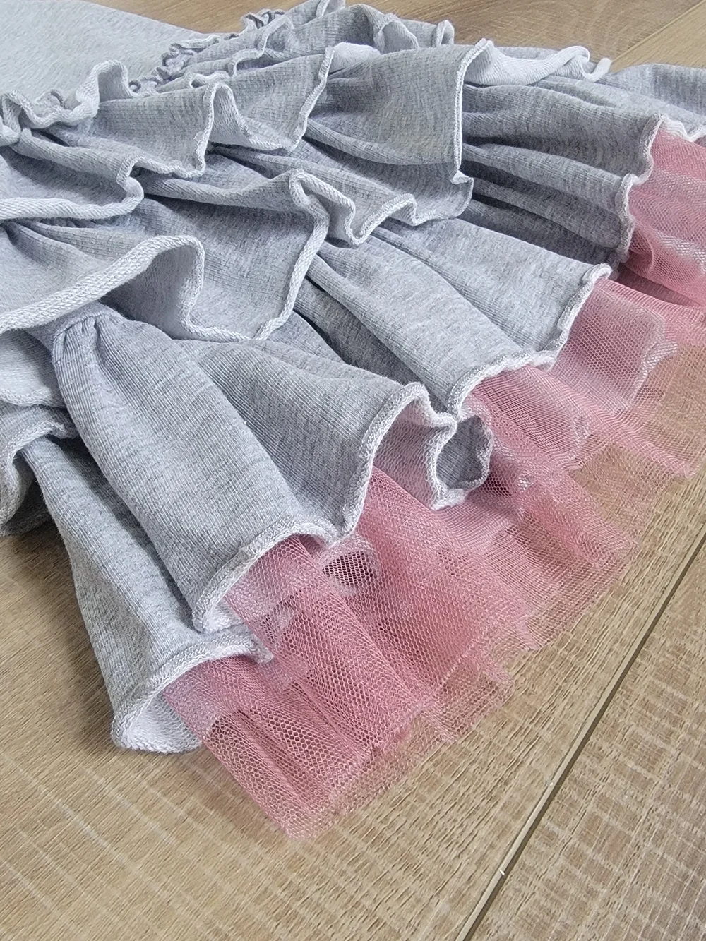 Matilda Jane Girls Pink Tulle Ruffle Twirl Gray Cotton Sleeveless Dress Size 4